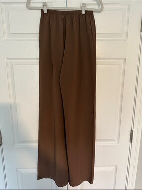 Brown Wide-Leg Pull-On Pants